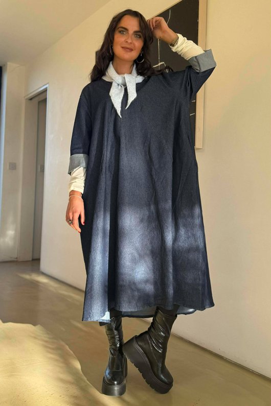 Ori X Stretch Denim Trapeze Dress /9=